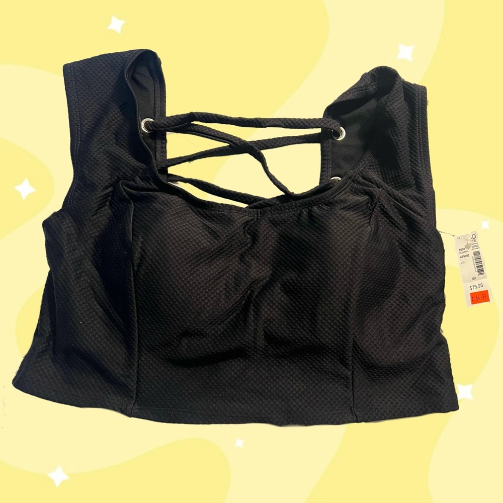 Penningtons Black Crisscross Bikini Top Adjustable back straps